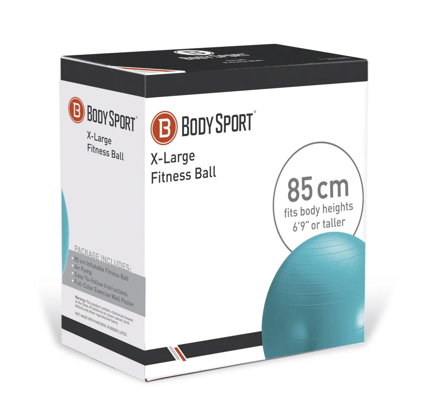 Teal Fitness Ball (85 Cm), Pump & Exercise Guide Included