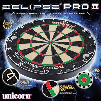 Eclipse Pro Dartscheibe Mit 2 Borsten Und Professionellem Sisal Und High Definition Spider, Professionelle Dartscheibe Für Erwachsene, Ultradünne Draht- Und Klammerfreie Konstruktion