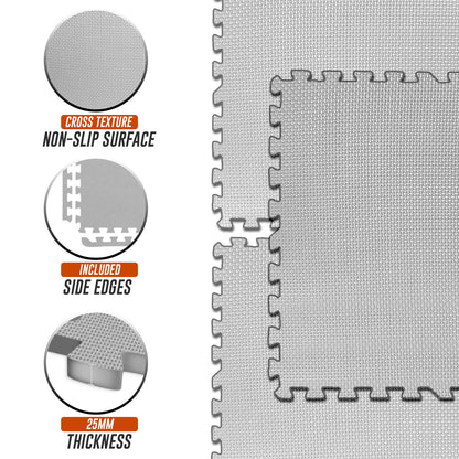 EVA INTERLOCKING FLOOR MATS SOFT FOAM GYM FLOORING MAT YOGA TILES 25 MM 60X60Cm