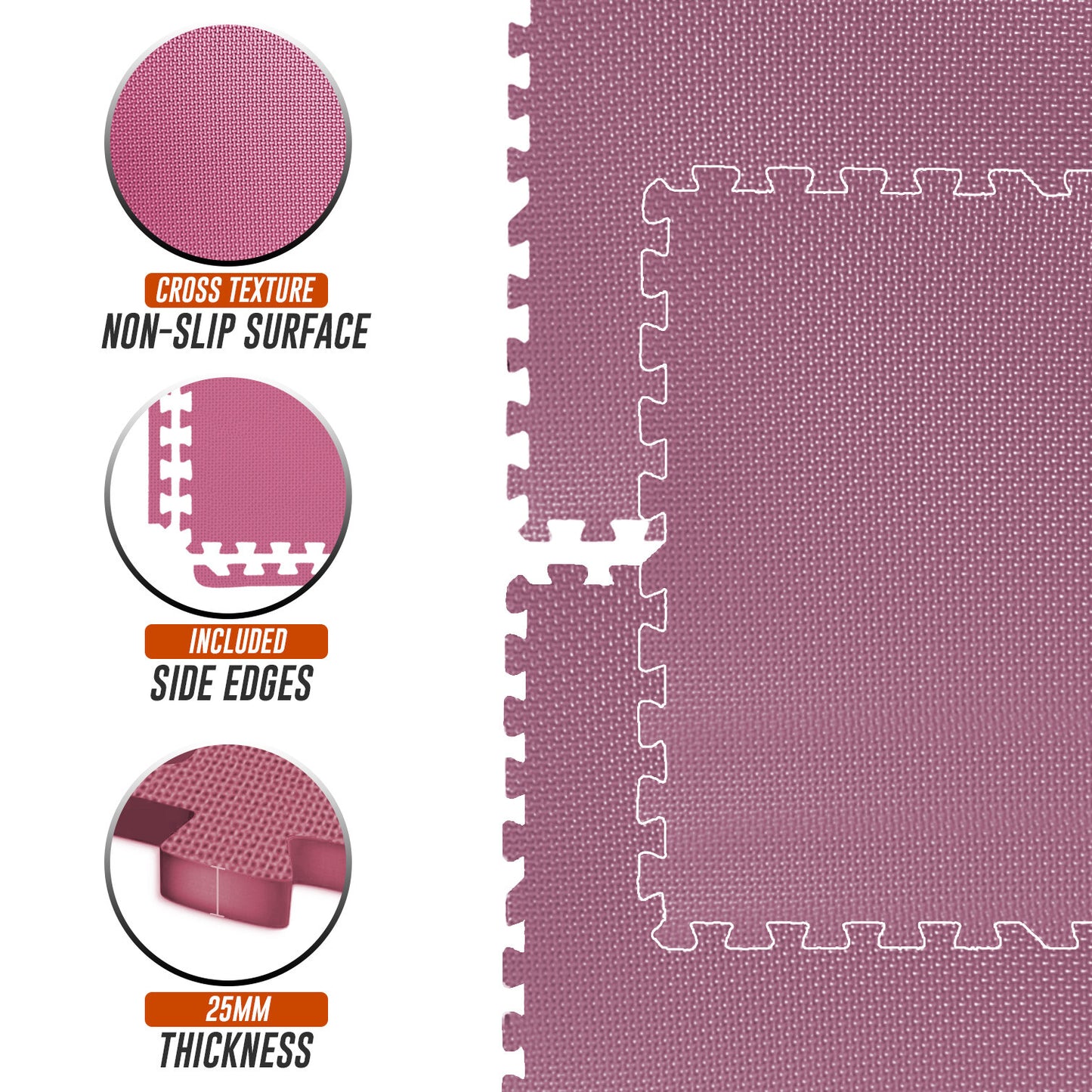 EVA INTERLOCKING FLOOR MATS SOFT FOAM GYM FLOORING MAT YOGA TILES 25 MM 60X60Cm