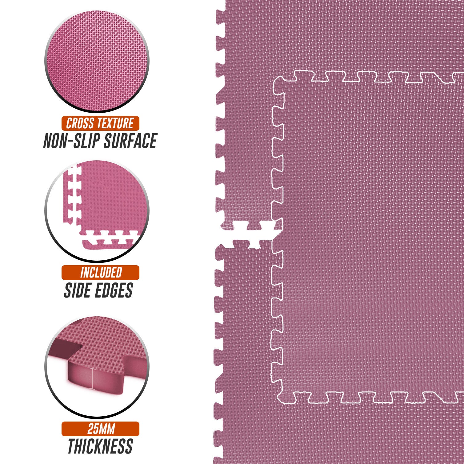 EVA INTERLOCKING FLOOR MATS SOFT FOAM GYM FLOORING MAT YOGA TILES 25 MM 60X60Cm