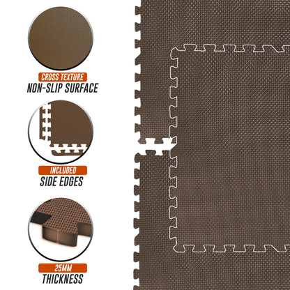 EVA INTERLOCKING FLOOR MATS SOFT FOAM GYM FLOORING MAT YOGA TILES 25 MM 60X60Cm