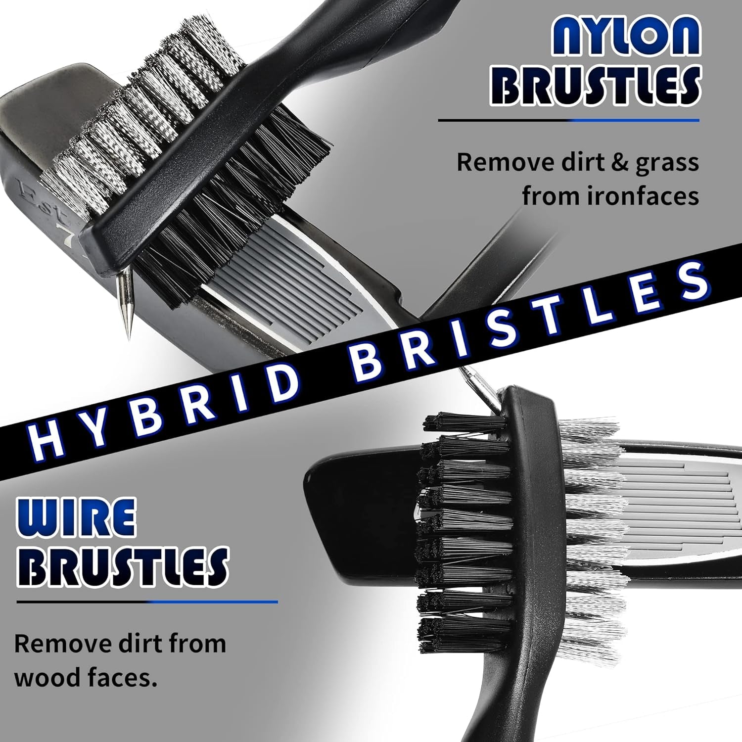 Golf Towels - Microfiber Waffle Pattern Tri-Fold, Brush Tool Kit with Club Groove Cleaner with Retractable Cord and Clip, for Men Women, Golf Gift