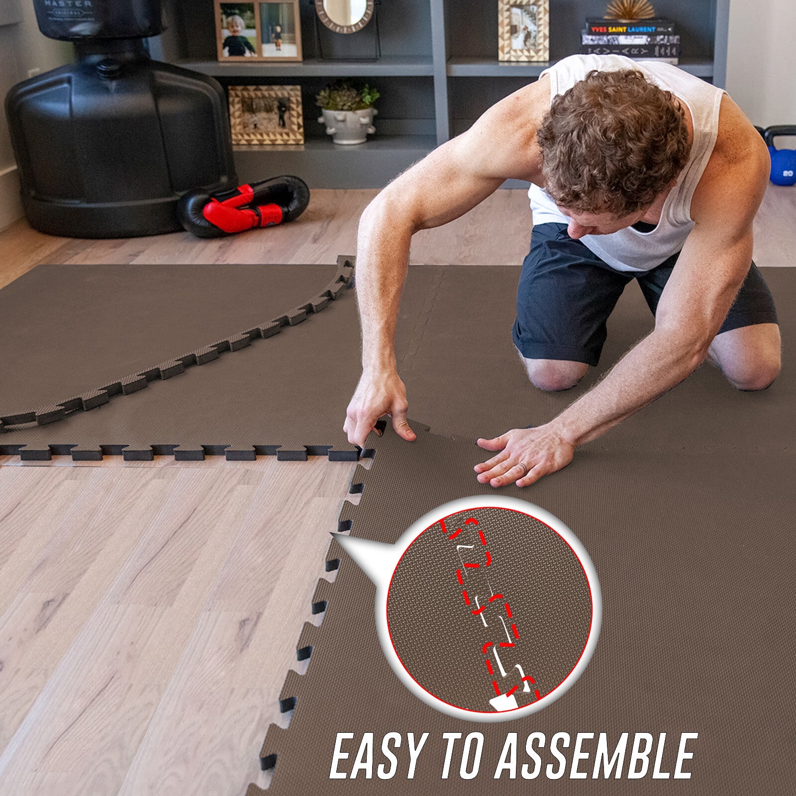 EVA INTERLOCKING FLOOR MATS SOFT FOAM GYM FLOORING MAT YOGA TILES 25 MM 60X60Cm