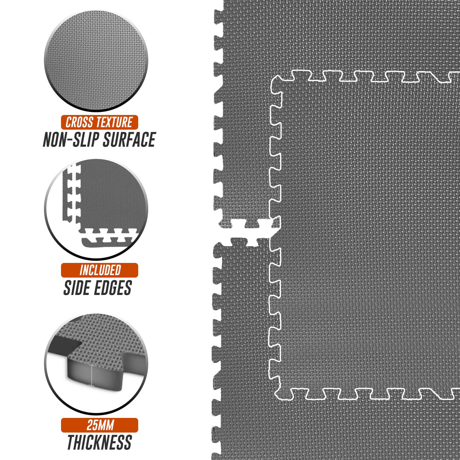 EVA INTERLOCKING FLOOR MATS SOFT FOAM GYM FLOORING MAT YOGA TILES 25 MM 60X60Cm