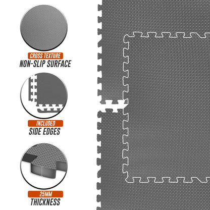 EVA INTERLOCKING FLOOR MATS SOFT FOAM GYM FLOORING MAT YOGA TILES 25 MM 60X60Cm