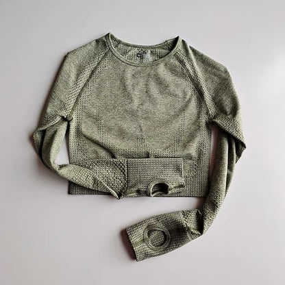 Women Gym Shirts Sports Yoga Seamless Crop Tops Fitness Compression Tights Shirt Running Clothing Workout Sportswear