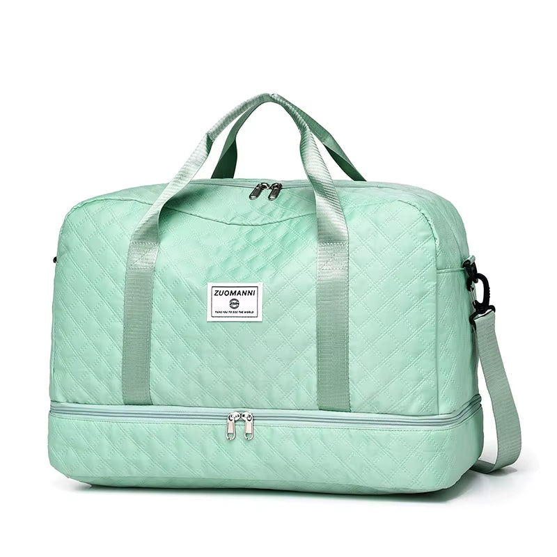 Lightweight Rhombic Lattice Travel Dufile Bag , Large Capacity Sports Fitness Storage Bag, Portable Weekender Overnight Bag