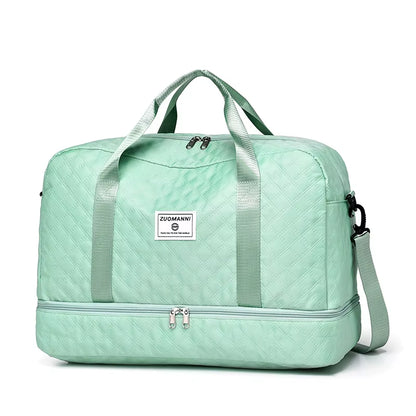 Lightweight Rhombic Lattice Travel Dufile Bag , Large Capacity Sports Fitness Storage Bag, Portable Weekender Overnight Bag