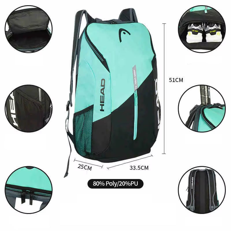 Tennis Backpack Outdoor Sport Bag Tennis Bag Badminton Gymbag Backpack Original Tennis Backpack with Separated Shoe Bag