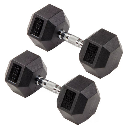 Signature Fitness Hex Dumbbells Non-Slip Free Weights Full Body Strength Training Home Gym Workout Equipment Set